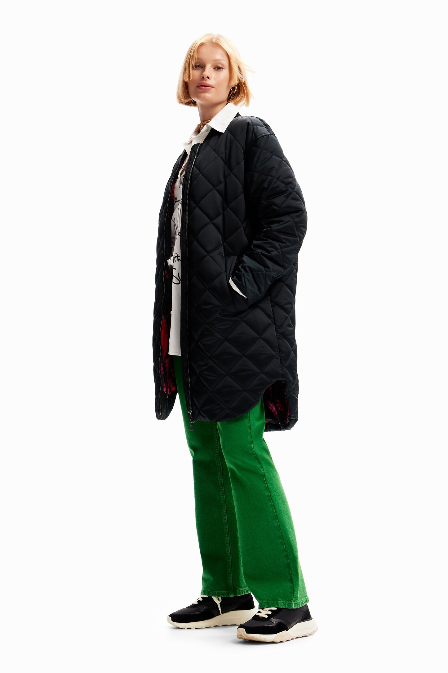 Long padded bomber jacket