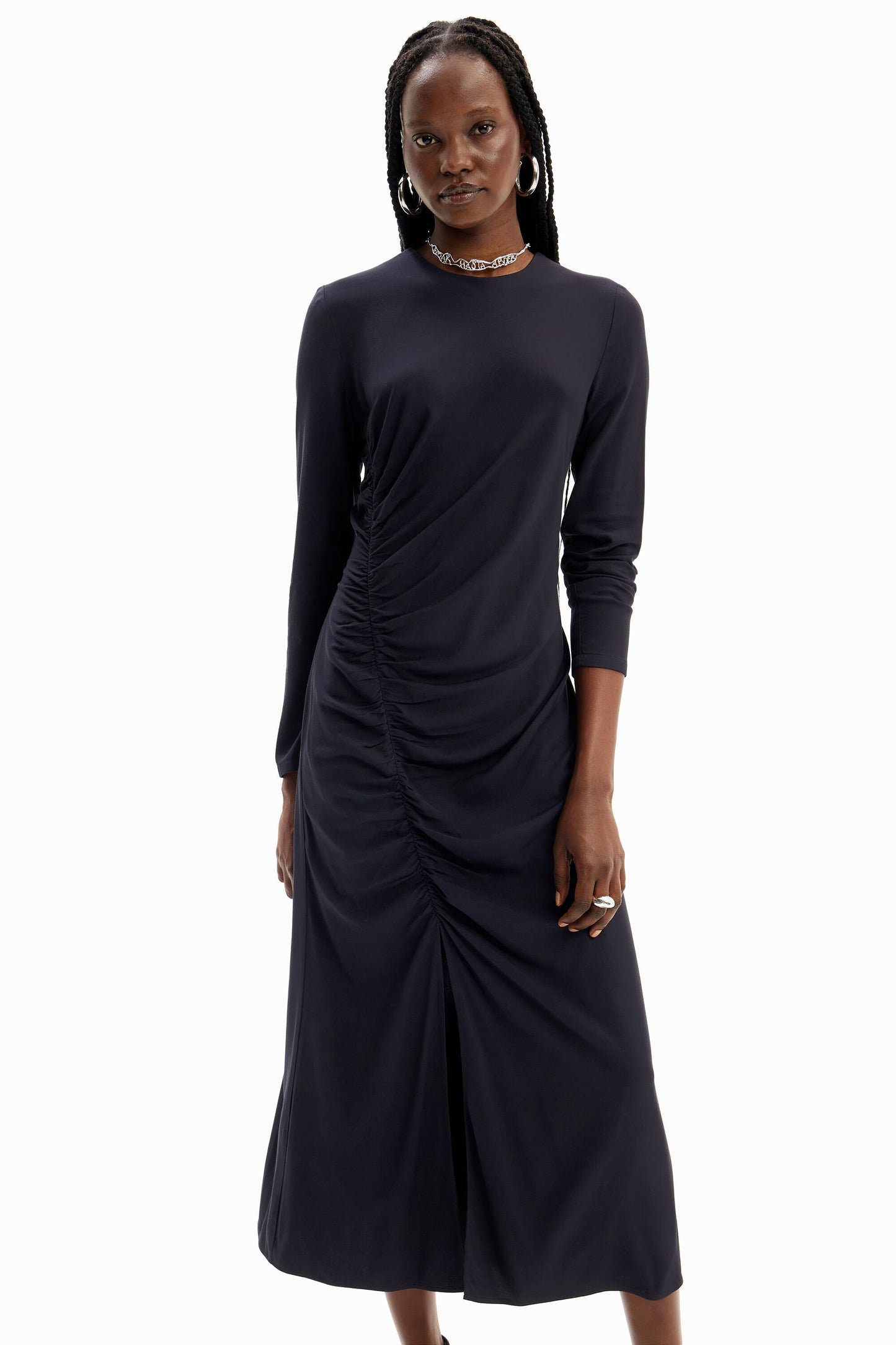 Gathered midi dress