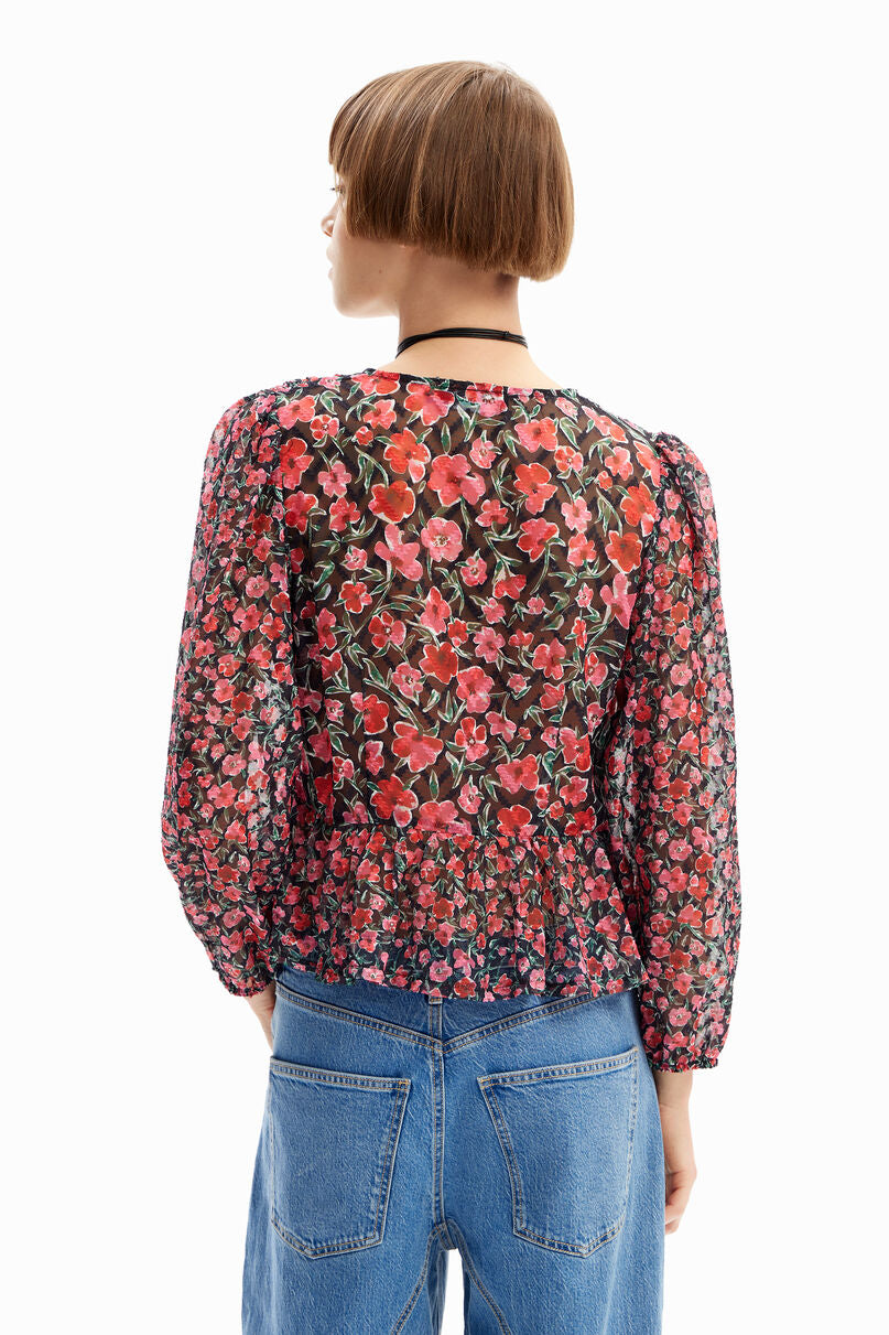 Floral plumetis blouse