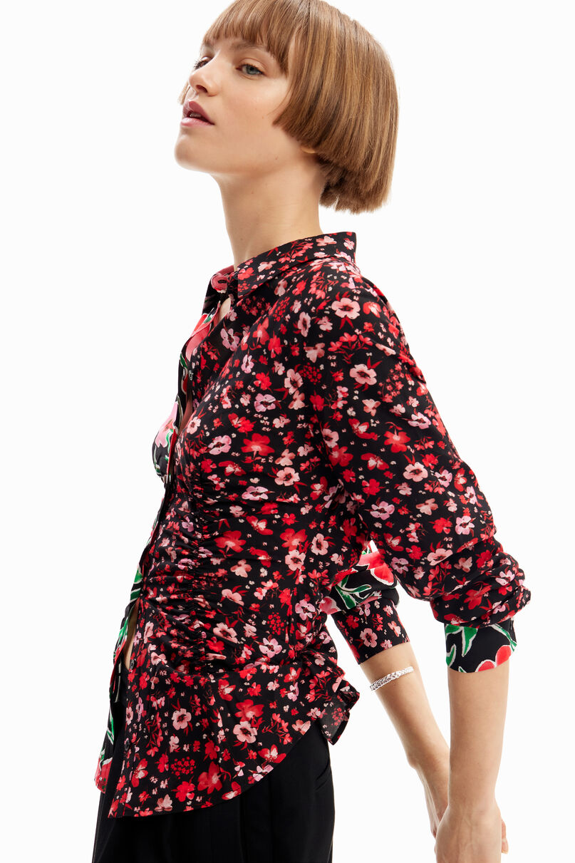 Floral gathered shirt