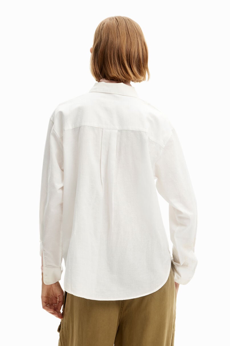 Crochet linen shirt
