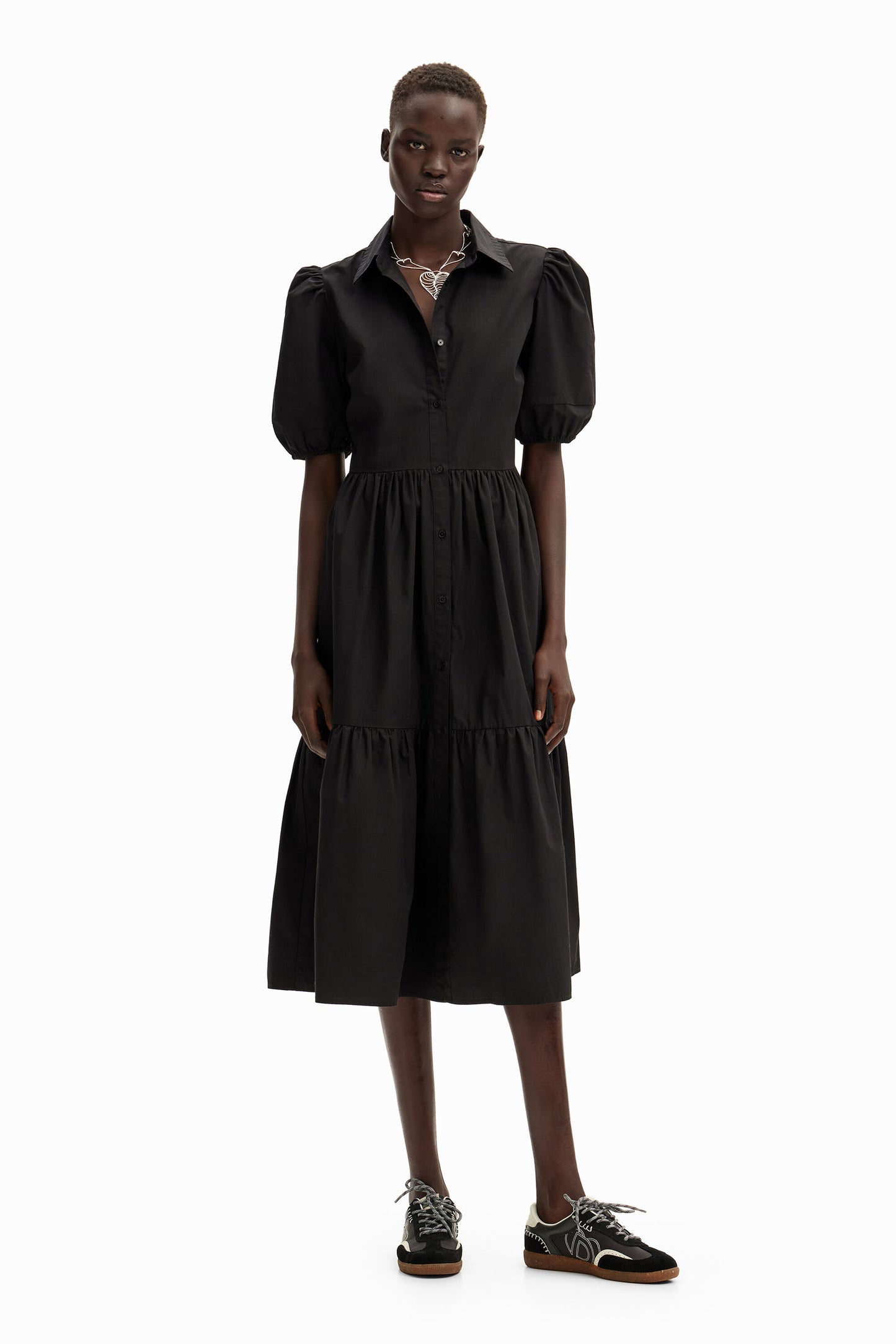 Poplin midi shirt dress