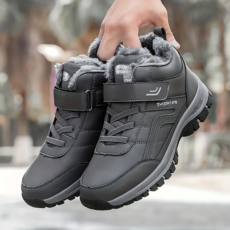 (Limited Time 49% Promotional Discount) Men's Winter Warm Orthopedic Hiking Snow Boots Waterproof Non-slip Wide Toe Arch Support Work Boots
