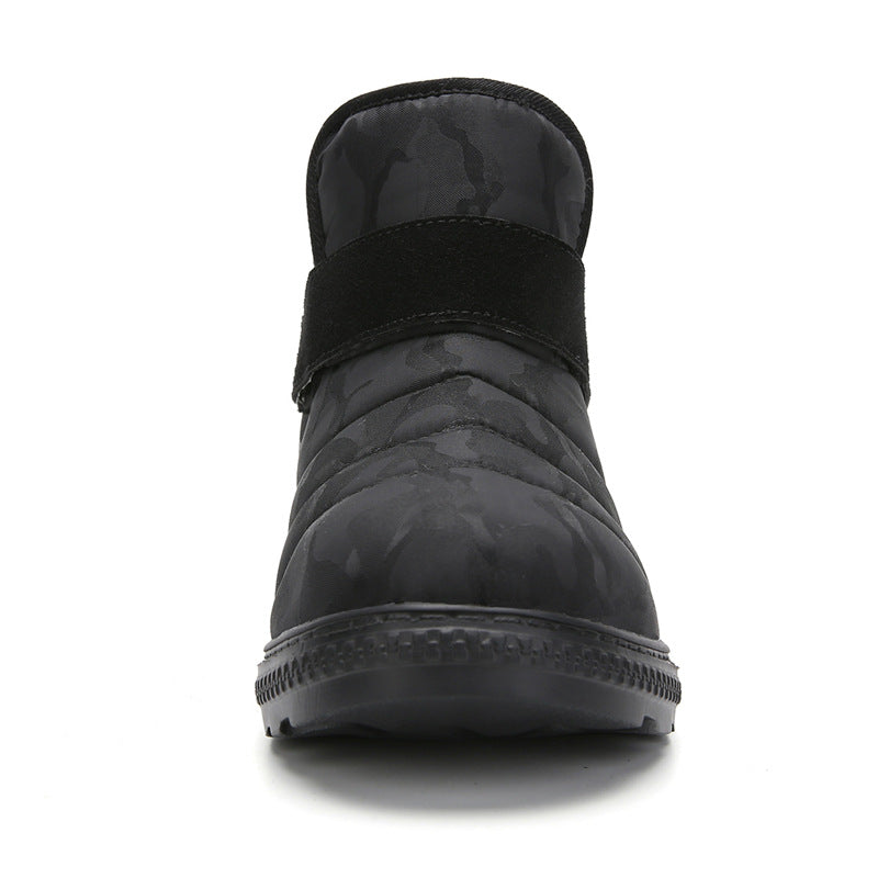 (Limited Time 70% Discount Event) Men's 2024 Winter New Warm Waterproof Non-Slip Puncture-Resistant Velcro Slip-On Snow Boots Ankle Support Orthopedic Wide Toe Arch Support Cotton Shoes