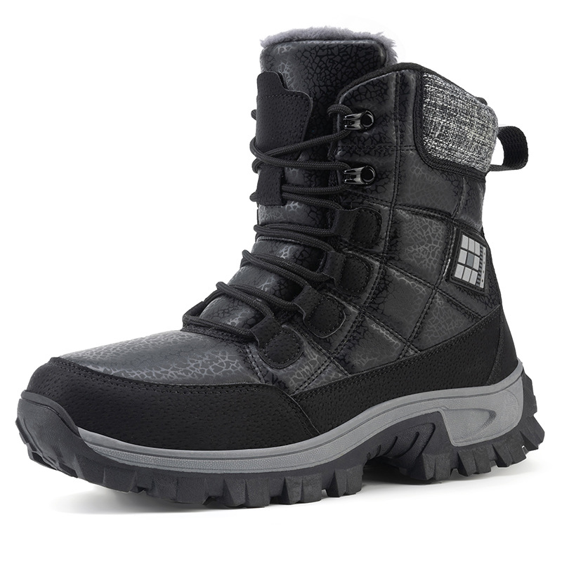 (⏰Limited Time Discount 49% off)Men's Thick Warm Snow Boots Wide Toe Anti-skid Fur Lined Leather Boots Waterproof Winter Hiking Boots