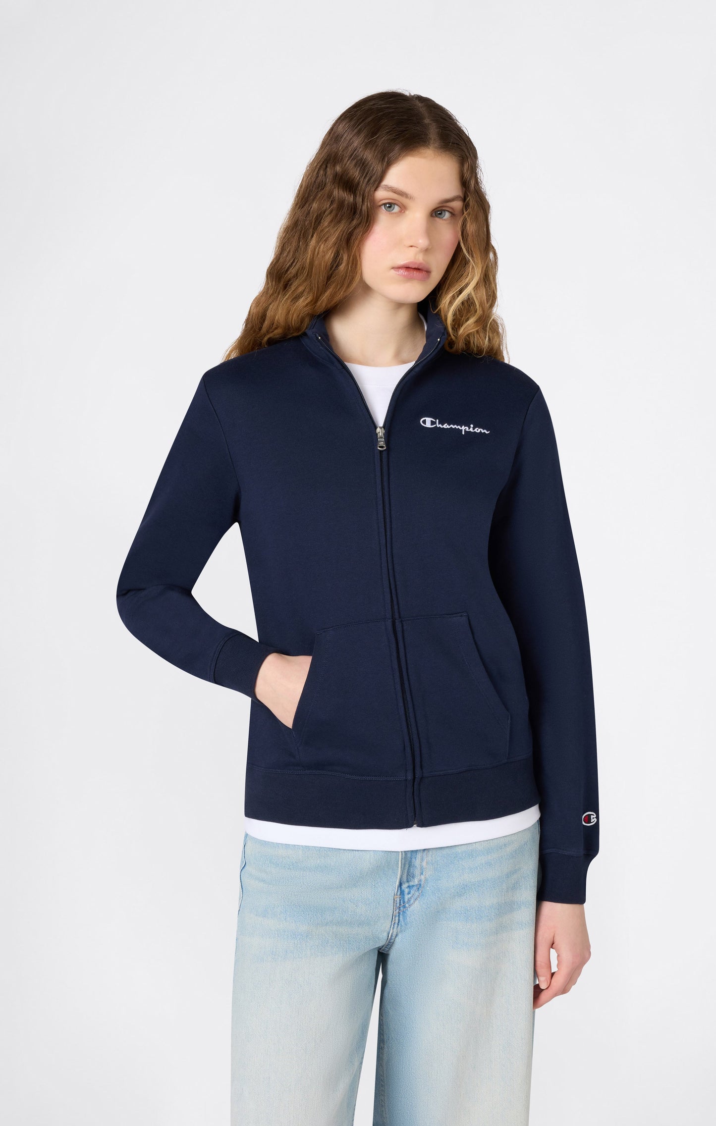 Women's Lightweight Full Zip Sweatshirt with Contrast Logo Icons