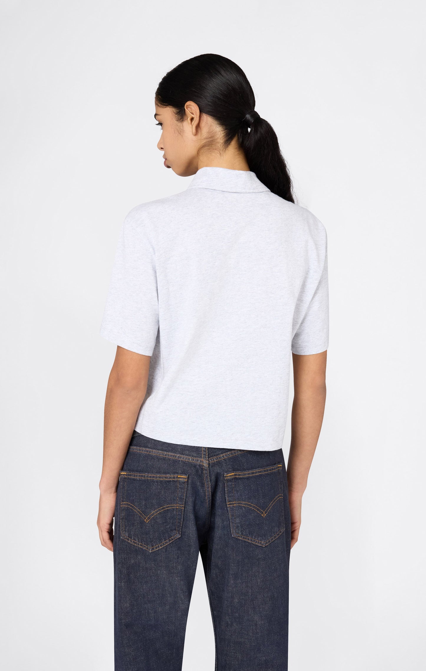 Women's Cropped Cotton Jersey Polo Shirt