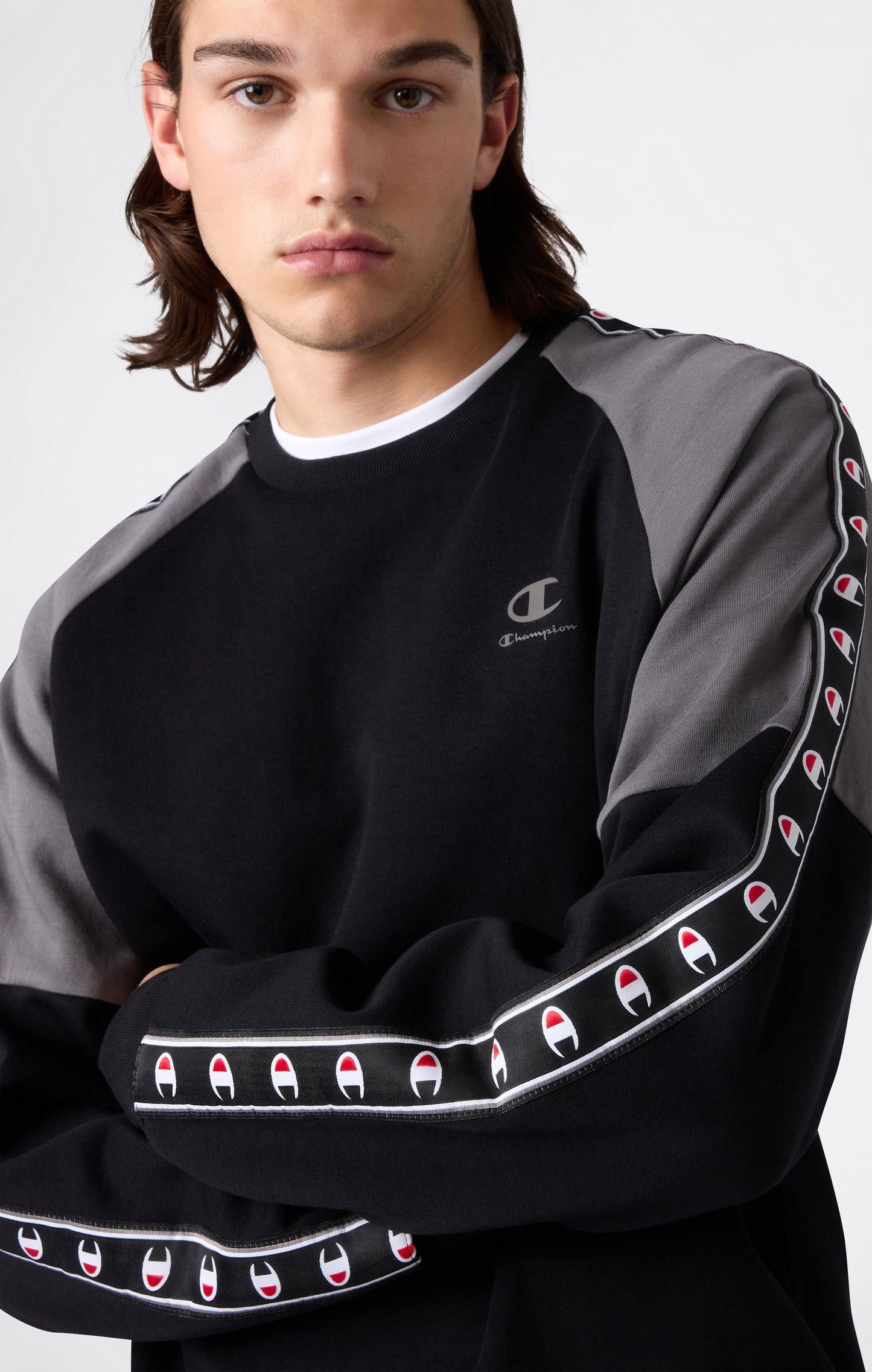 Men's Interlock Tape Logo Crewneck Sweatshirt