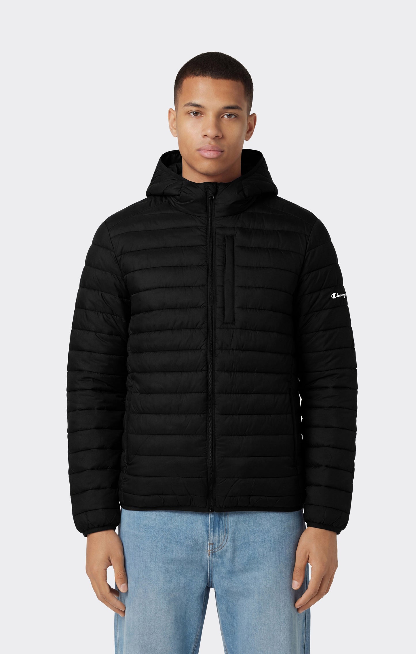 Men's Lightweight Hooded Padded Jacket with Full Zip
