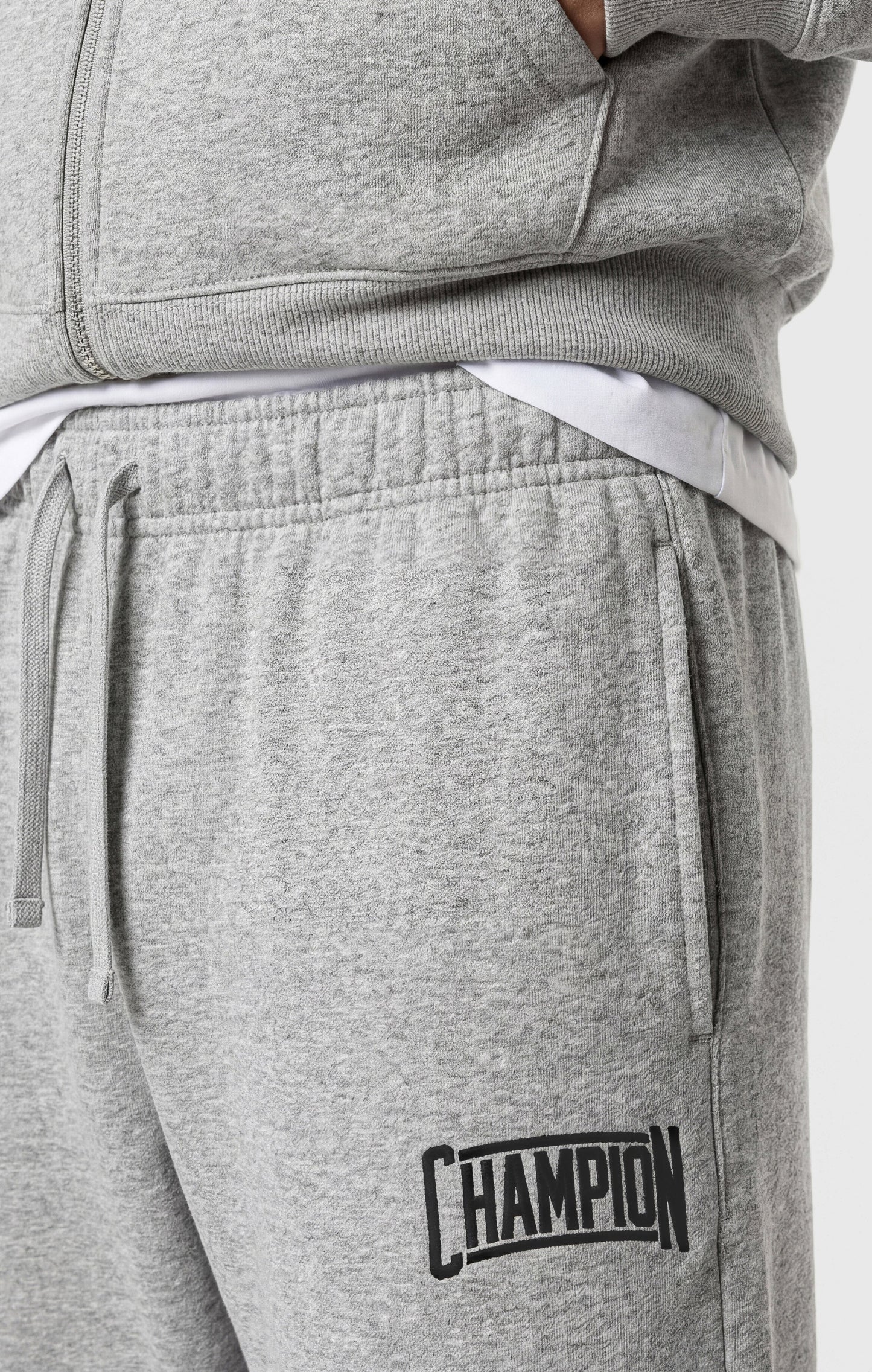 Men's Straight Hem Pants With Brushed Interior And Puff Print Logo