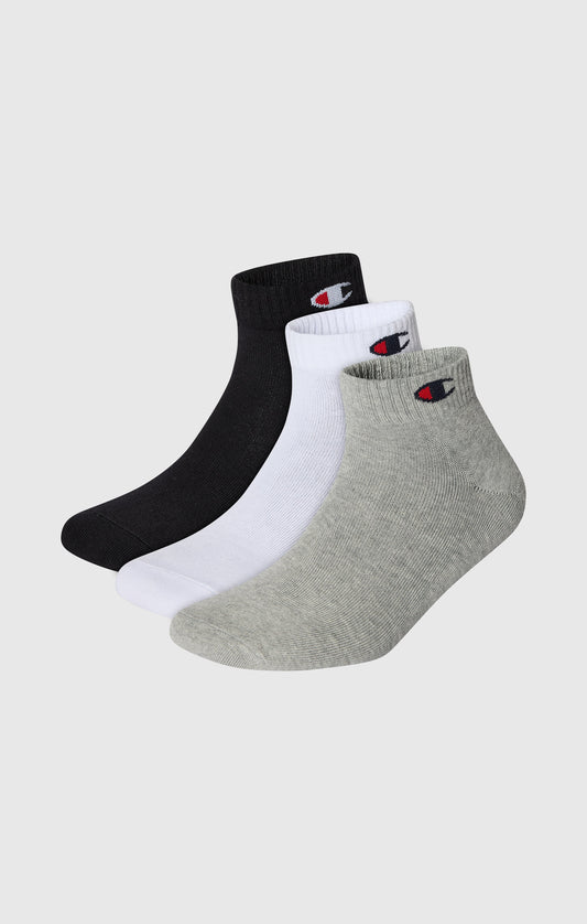 3-Pack Kids' Quarter Socks with Script Logo and C