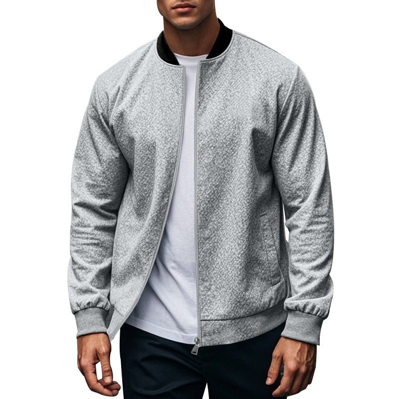Men's Casual Lapel Zipper Baseball Jacket
