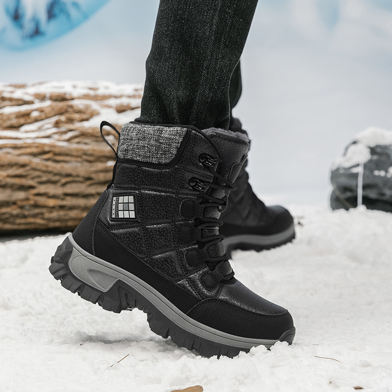(⏰Limited Time Discount 49% off)Men's Thick Warm Snow Boots Wide Toe Anti-skid Fur Lined Leather Boots Waterproof Winter Hiking Boots