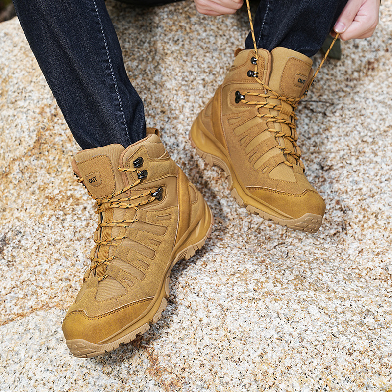 (⏰ Clearance Event 49% OFF) Men's High Top Wide Toe Arch Support Orthopedic Tactical Boots Comfortable Non-slip Durable Hiking Boots