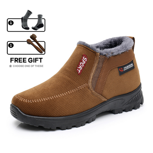(Limited Time 70% Discount Event) Men's 2024 Winter New Waterproof And Non-Slip Slip-On Warm Cotton Shoes Correction Ankle Support Wide Toe Arch Support Sports Shoes